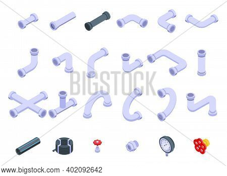 Pipe Icons Set. Isometric Set Of Pipe Vector Icons For Web Design Isolated On White Background