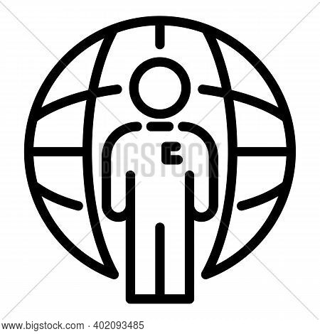 Global Manager Effort Icon. Outline Global Manager Effort Vector Icon For Web Design Isolated On Whi