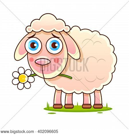 Nice Cartoon Vector Sheep Vector Sketch Stock Illustration On A Background. For Design, Decoration,