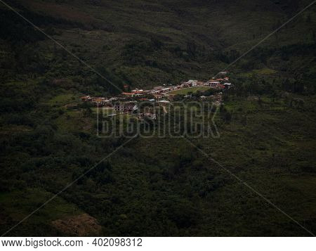 Panoramic View Of Traditional Andean Village Town Of Cocachimba At Catarata Del Gocta Waterfall In A