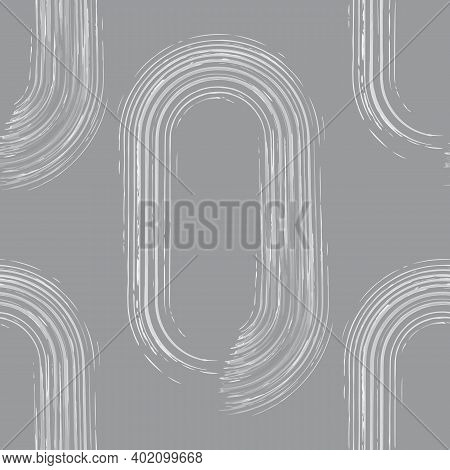 Modern Trendy Mid Century Abstract Shapes Monochrome Seamless Pattern. Geometric Textured Repeat Pat