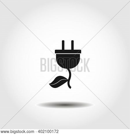 Plug And Leaf Isolated Vector Icon. Ecology Design Element
