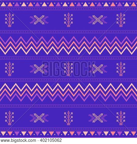 Seamless Ethnic Pattern With Geometric Shapes. Suitable Used For Print Textile, Sleeve, Shirt, Saron
