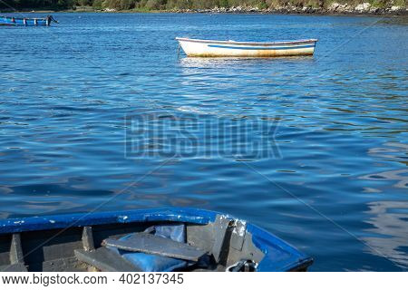 Rowing Boat At The Pier In Bruckless In County Donegal - Ireland.