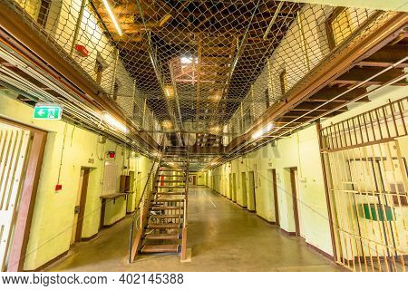 Fremantle, Western Australia, Australia - Jan 5, 2018: Internal Stairs Leading To Upper Floors Of Fr