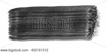 Black Abstract Aquarel Watercolor Stain Background Isolated On White. Black Acrylic Watercolor Brush