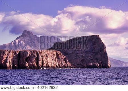 Crete Or Kreta, Greece - Beautiful Landscape Of Rocky Mountain Terrain In An Island Of Balos Lagoon,
