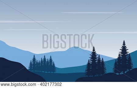 Soothing Nature Scenery In The Morning On The City Edge. City Vector