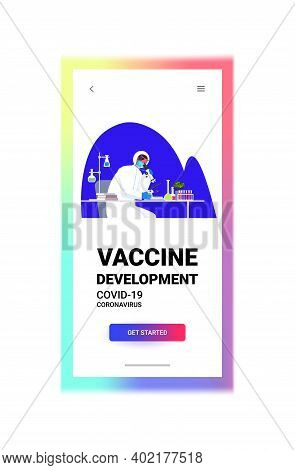Scientist Resarcher Working With Microscope In Lab Coronavirus Vaccine Development Fight Against Cov