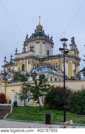 Lviv, Ukraine - October 24, 2020: Cathedral Of St. George In The Baroque-rococo Style, Located In Th