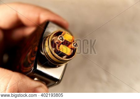 Vape Rda Or E-cigarette For Vaping With Coils And Cotton, Rebuildable Dripping Atomizer Or Vaporizer