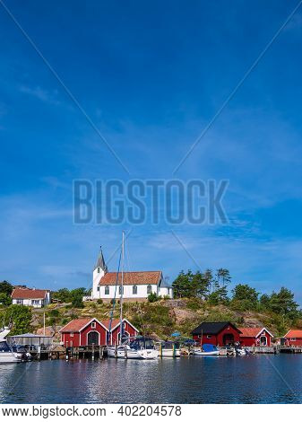 View To The City Hamburgsund In Sweden.
