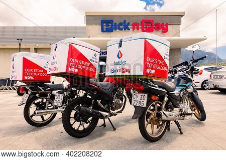Express Service Home Delivery Bikes Parked Outside Local Pick N Pay Grocery Store