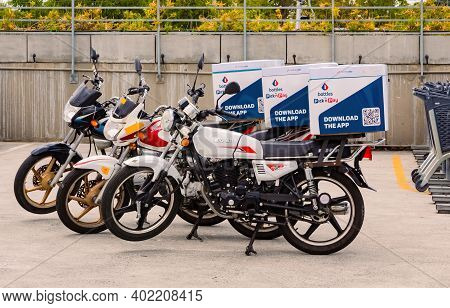 Express Service Home Delivery Bikes Parked Outside Local Pick N Pay Grocery Store