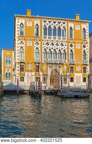 Venice, Italy - January 11, 2017: Palace Cavalli Franchetti Academia Art Gallery At Grand Canal In V