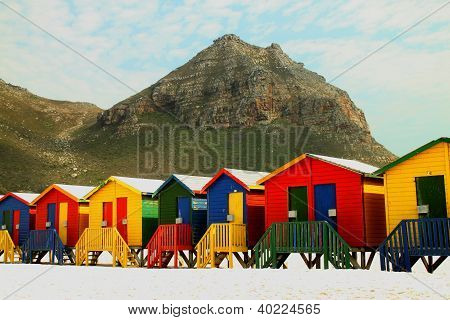 Beach huts at Muizenberg near Cape Town South Africa.