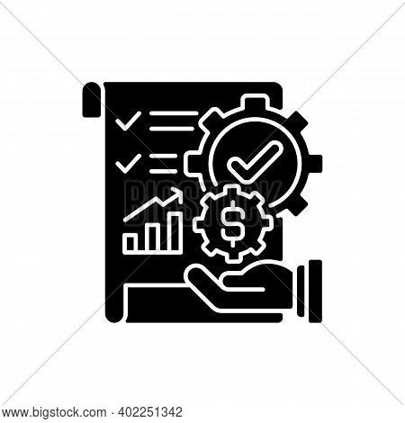 Management Accounting Black Glyph Icon. Process Of Preparing Reports About Business Operations That 