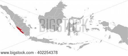 Bengkulu Province Isolated On Indonesia Map. Gray Background. Business Concepts And Backgrounds.
