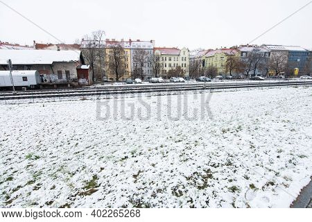 Prague, Czech Republic. 01-07-2021. Old Train Out Of Order At Praha Dejvice Train Station Close To H