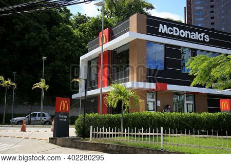 Salvador, Bahia, Brazil - January 6, 2021: Facade Of A Mcdonald's Store In The Pituba Neighborhood I