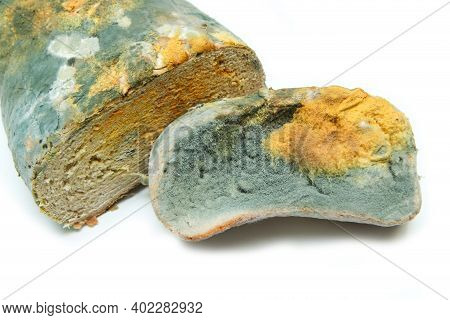 The Picture Of A Fully Mouldy Bread Because Of The Wrong Storage In Hdpe Sack. Rotten And Uneatable.