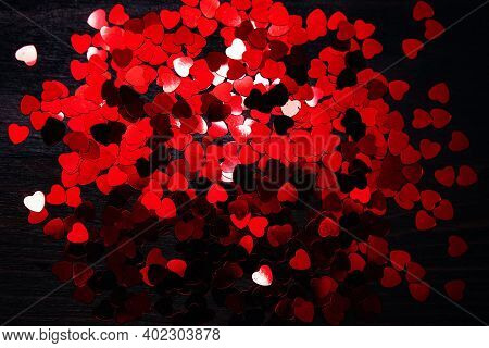 Red Heart Bokeh Sparkles Background, Valentines Day Design