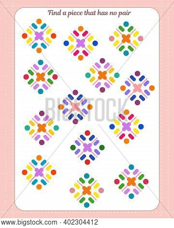 Logic Game For Children. Find Which Shape Is Unpaired. Development Of Attention