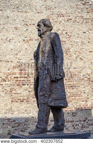 Trier, Germany - November 7, 2020: Statue Of Philosopher Karl Marx And Kommunist Founder In Trier In