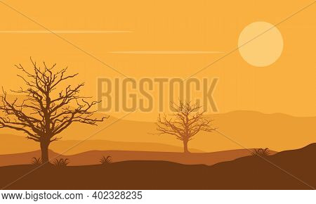 Afternoon Atmosphere With Beautiful Desert Views. Vector Illustration