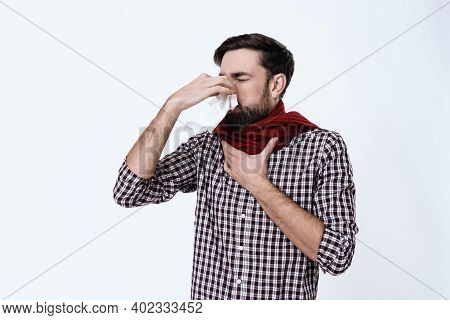 A Young Man Has A Cold.