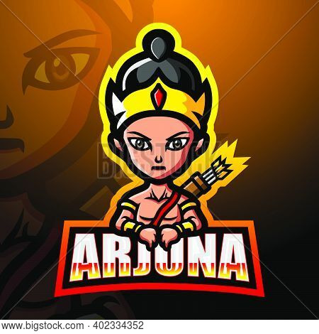 Vector Illustration Of Arjuna Mascot Esport Logo Design