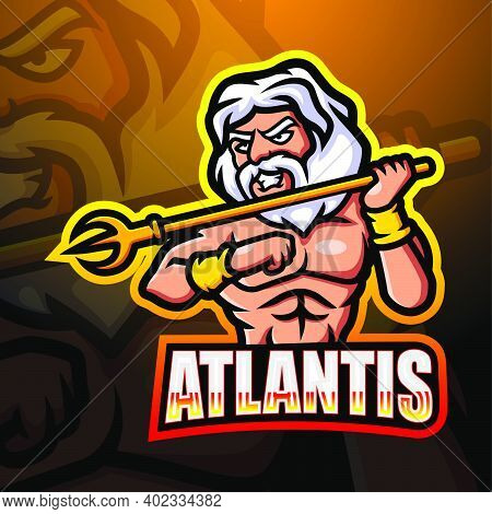 Vector Illustration Of Atlantis Mascot Esport Logo Design
