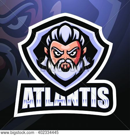 Vector Illustration Of Atlantis Head Mascot Esport Logo Design