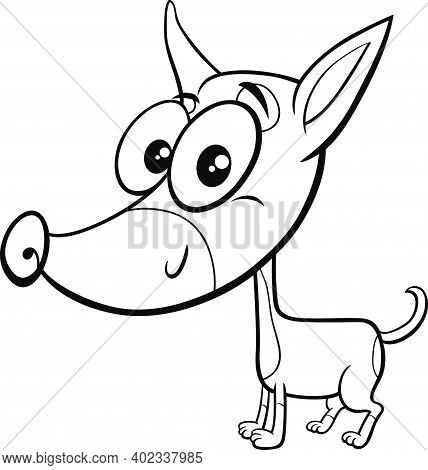 Black And White Cartoon Illustration Of Ratter Or Rattler Purebred Dog Animal Character Coloring Boo