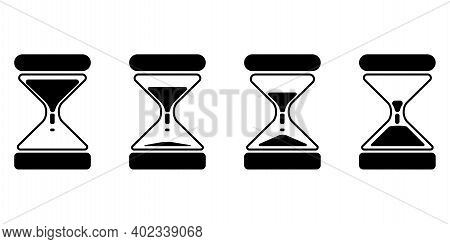 Black Hourglass Set On White Background. Time Icon Vector. Stopwatch Icon. Vector Design. Stock Illu