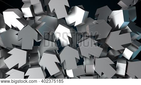 Many Falling Arrows, Computer Generated. 3d Render Of Modern Background