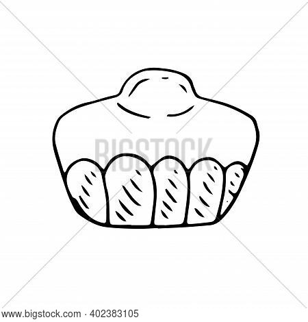 French Cake Brioche Vector Hand Drawing Doodle Illustration