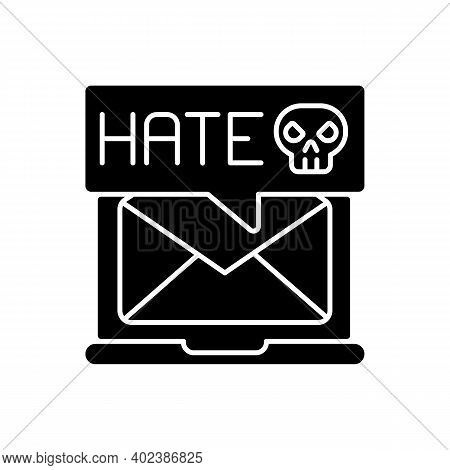 E-mail Cyberbullying Black Glyph Icon. Hate Messages. Offensive Mail. Online Harassment. Internet Bu