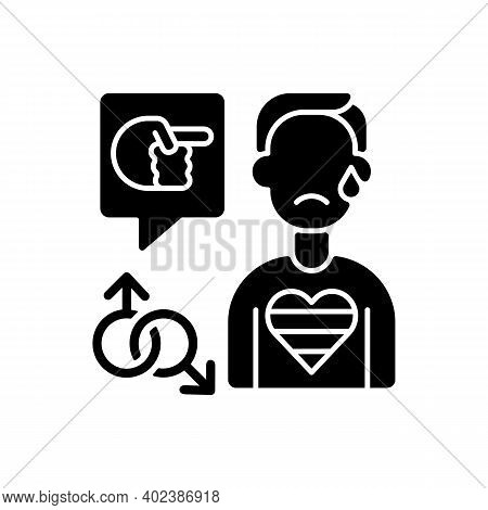 Lgbt Cyberbullying Black Glyph Icon. Transphobic And Homophobic Offensive Comments. Online Harassmen