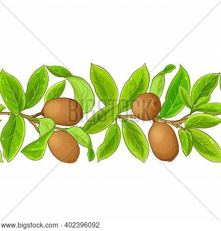 Cupuacu Branches Vector Pattern On White Background