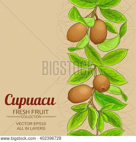 Cupuacu Branches Vector Pattern On Color Background