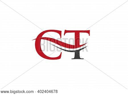 Swoosh Letter Ct Logo Design For Business And Company Identity. Water Wave Ct Logo With Modern Trend