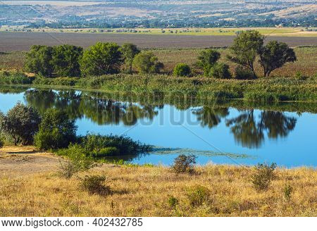 Summer Countryside Ladscape With Pivdennyi Buh River, Mykolaiv Region, Ukraine.