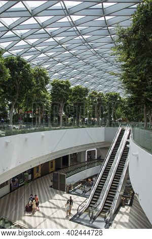 Singapore - Dec 31, 20120: Interior Of The Jewal Changi Airport In Singapore. Jewel Changi Airport I