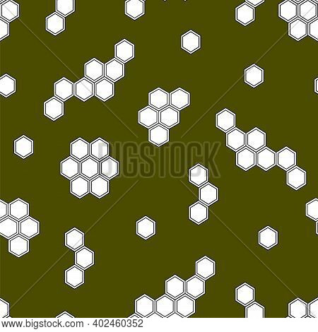 Repeating Pattern With Honeycombs. Seamless Pattern For Textile Or Wrapping Paper Isolated On Green