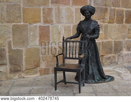 Soria, Spain - 26 September 2012: Statue In Homage To Leonor Izquierdo In The City Of Soria