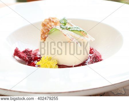 White Cheese Ball On A Platter Close-up.