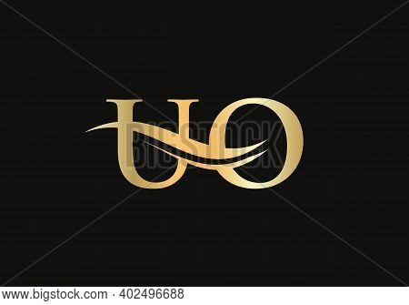 Premium Letter Uo Logo Design With Water Wave Concept. Uo Letter Logo Design With Modern Trendy