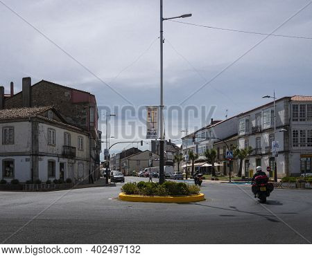 Melide, Spain, July 2020 - Street View Of The Town Of Melide, Galicia, Spain