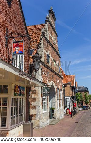 Ootmarsum, Netherlands - May 26, 2020: Historic Houses In The Central Street Of Ootmarsum, Netherlan